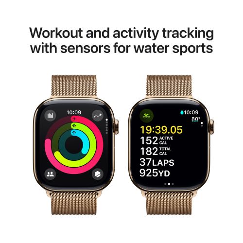 Apple Watch Series 10 GPS + Cellular 46mm Gold Titanium - Gold Milanese Loop - Medium/Large