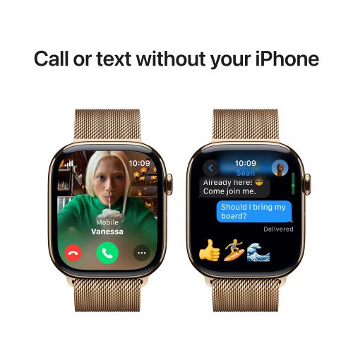 Apple Watch Series 10 GPS + Cellular 46mm Gold Titanium - Gold Milanese Loop - Medium/Large