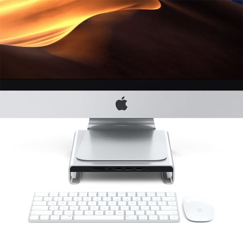 Satechi USB-C Aluminum Monitor Stand Hub for iMac - Silver