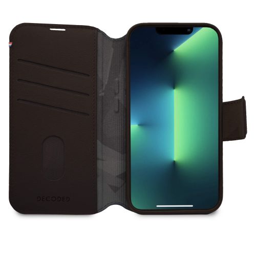 DECODED Leather Detachable Wallet Case w/MagSafe  for iPhone 14 Pro Max - Chocolate Brown